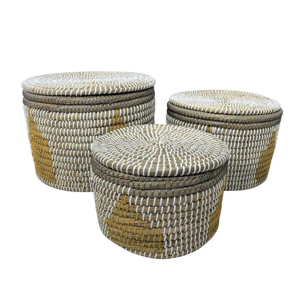028702-GUUei-first-_1 Kaia Καλαθι Με Καπακι Set 3τμχ 35x35x25cm Kansgrass Πολυχρωμο Pvc - Image 1