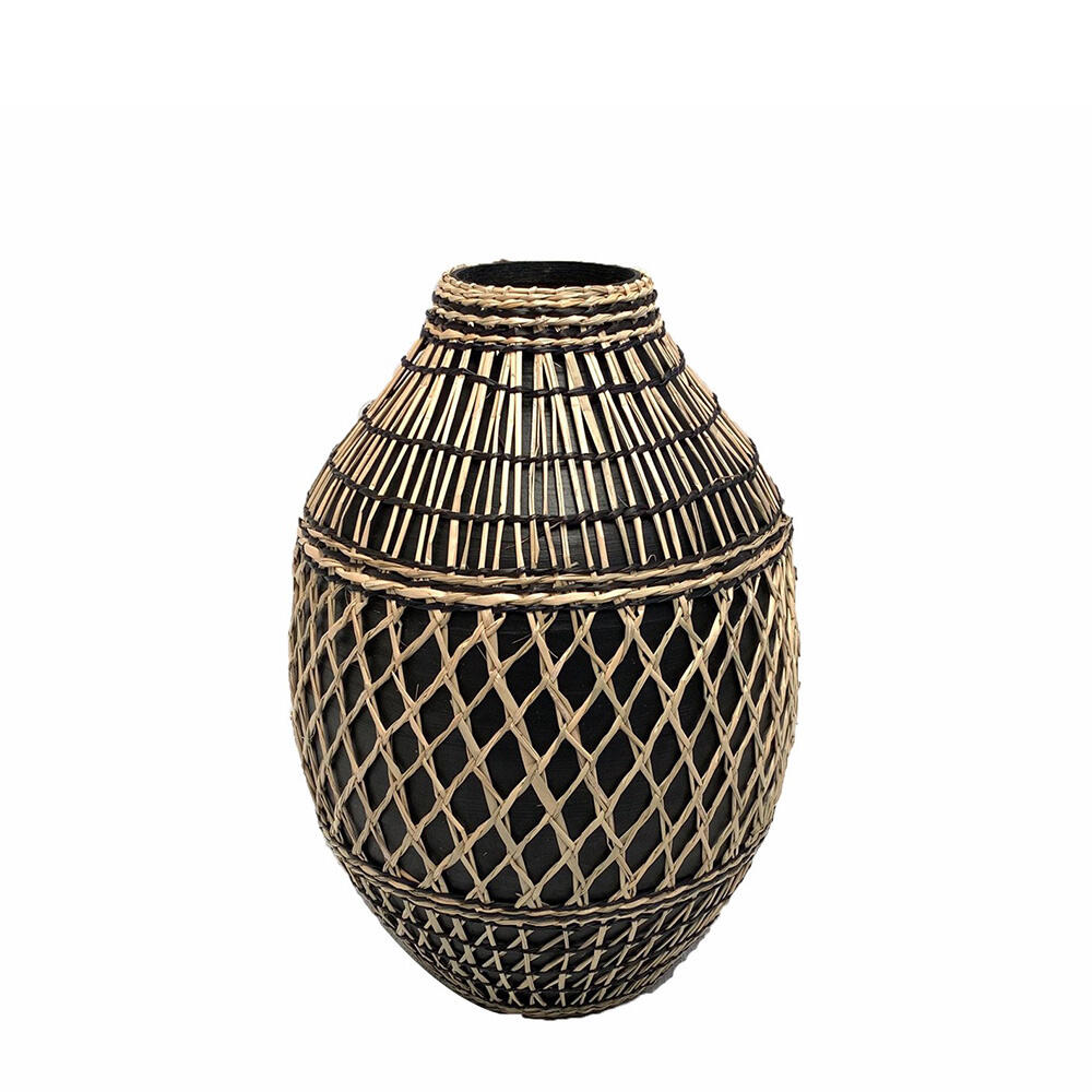 028782-rD7K9-first-_1 Jabbar Βαζο 26x26x38cm Bamboo Μαυρο Φυσικο - Image 1