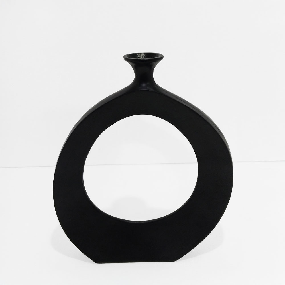 028991-ugXBp-first-_1 Abstract Circle Βαζο 37x5x45cm Αλουμινιο Μαυρο - Image 1