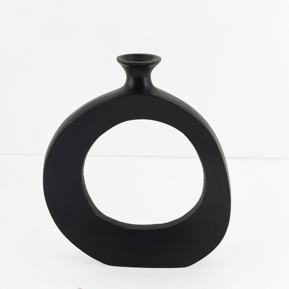 028992-lqTwF-first-_1 Abstract Circle Βαζο 26x4x31cm Αλουμινιο Μαυρο - Image 1