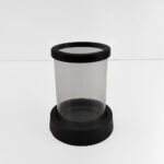 Titul Κηροπηγιο 14x14x18cm Αλουμινιο Μαυρο Διαφανο Γυαλι