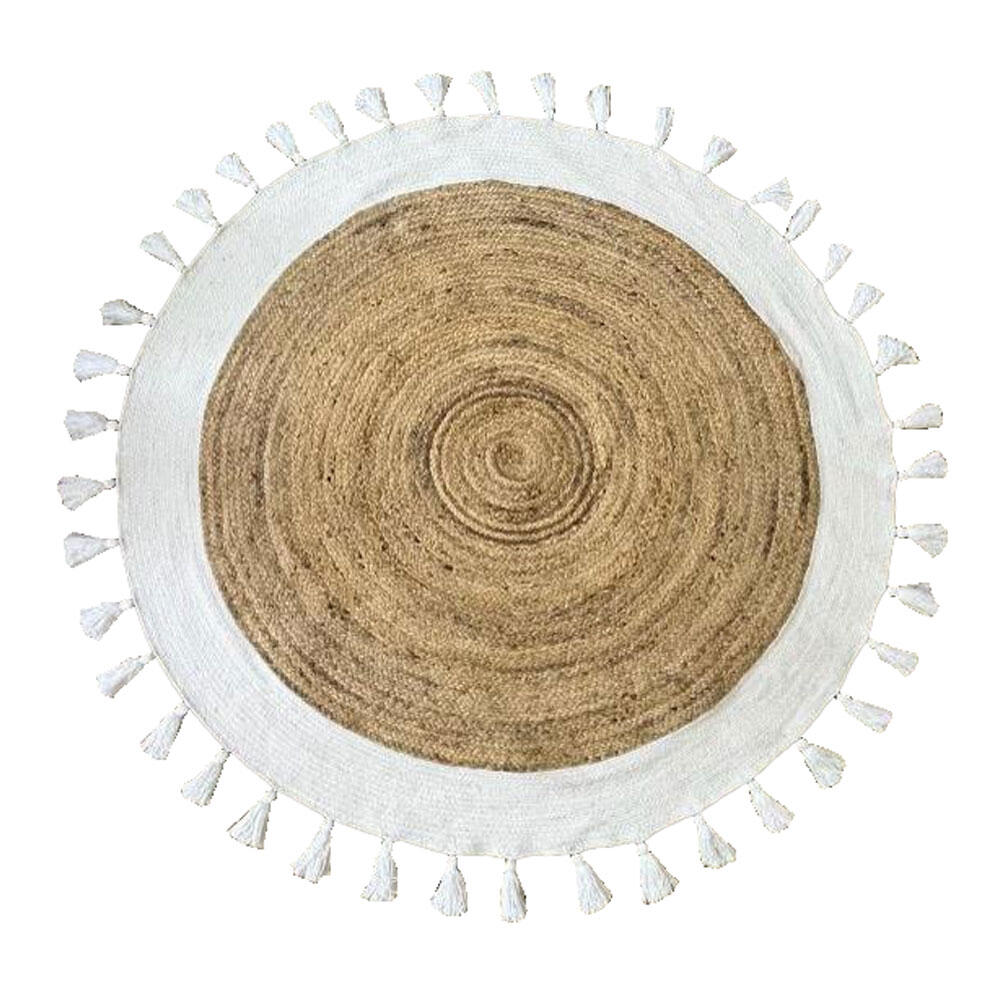 029145-PfVAr-first-_1 Maia Χαλι Σαλονιου Στρογγυλο 150x150cm Βαμβακι Φυσικο Λευκο Γιουτα - Image 1