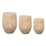 Porter Γλαστρα Set 3τμχ 42x42x58cm Κεραμικο Μπεζ