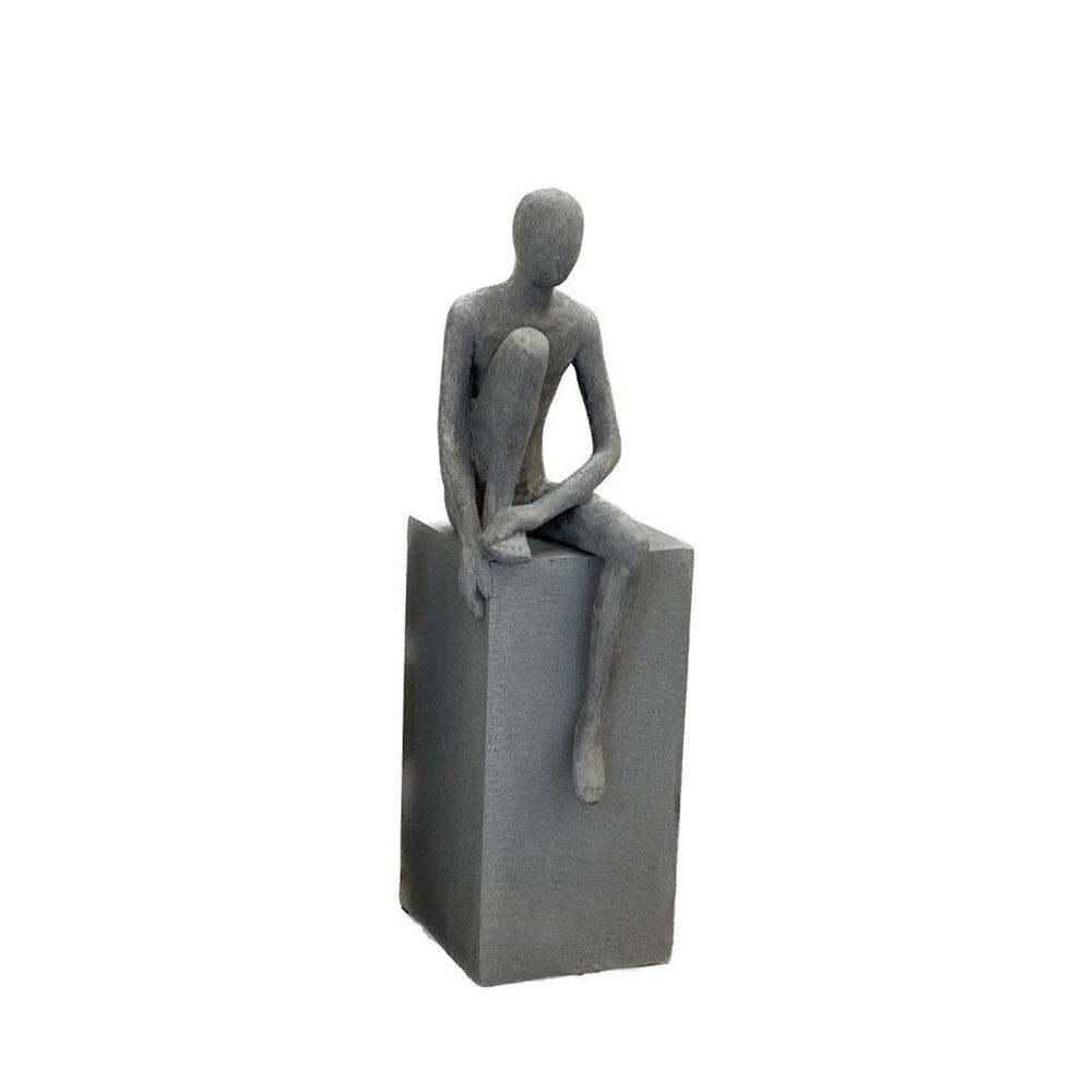029250-zqY50-first-_1 Sitting Man Διακοσμητικη Φιγουρα 20x15x54cm Τεχνητη Πετρα Γκρι - Image 1