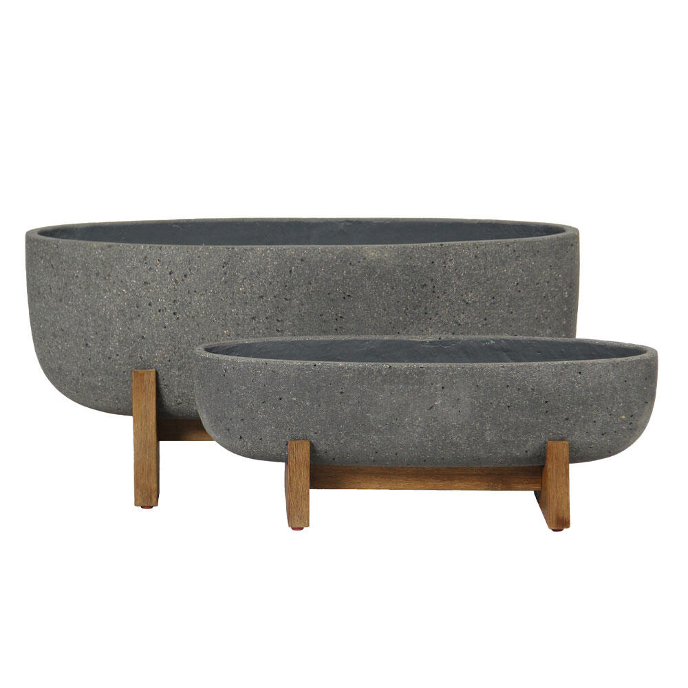 029313-beIWw-first-_1 Zinnia Κασπω Set 2τμχ 75x24x32cm Τσιμεντο Ανθρακι Φυσικο Ξυλο - Image 1