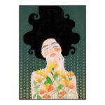 Botanical Lady Πινακας Διακοσμησης 50x70x3cm Καμβας Πολυχρωμο Ξυλο Μαυρο