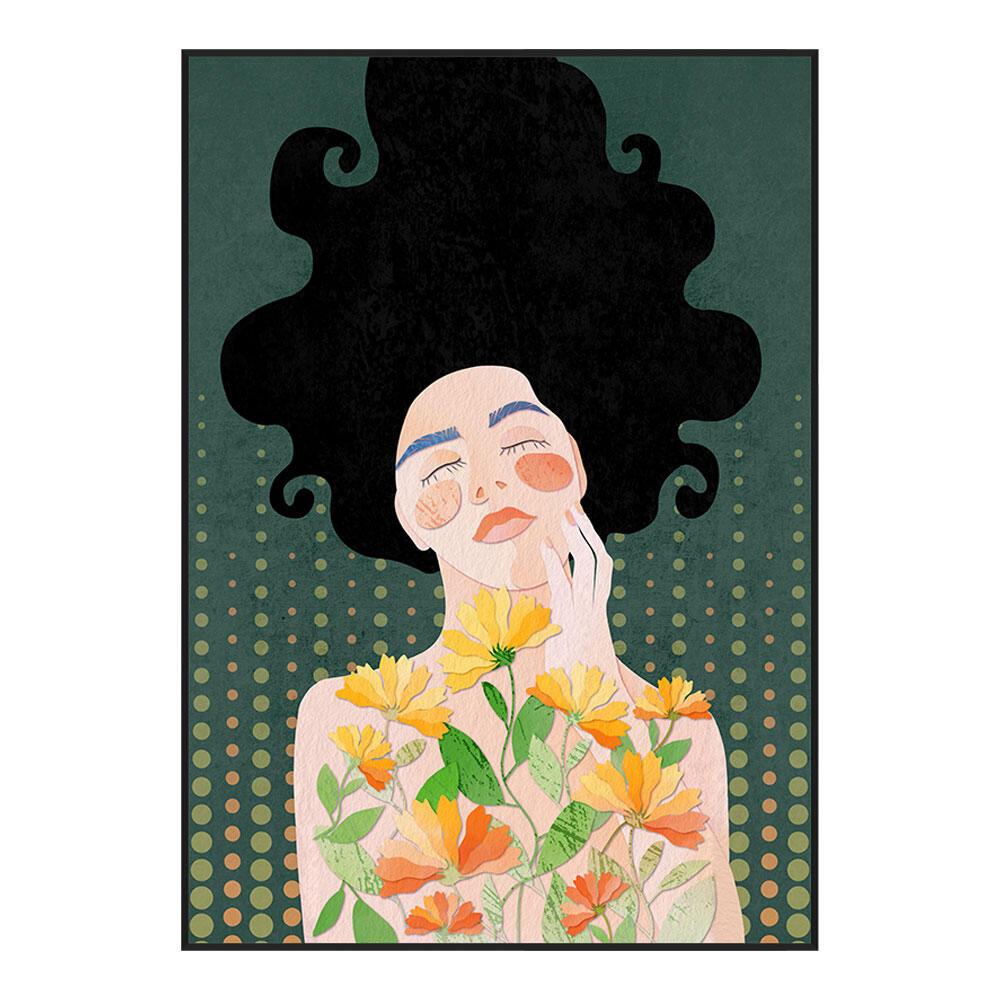 029759-Xqp7F-first-_1 Botanical Lady Πινακας Διακοσμησης 50x70x3cm Καμβας Πολυχρωμο Ξυλο Μαυρο - Image 1