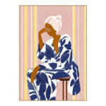 Lady In Blue Πινακας Διακοσμησης 50x70x3cm Καμβας Πολυχρωμο Ξυλο Φυσικο