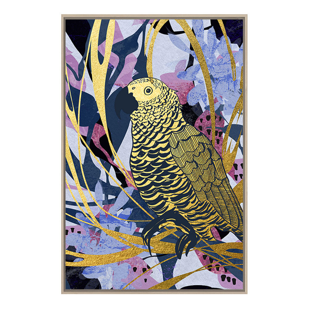 029763-HUGfg-first-_1 Tropical Parrot Πινακας Διακοσμησης 83x123x4cm Καμβας Πολυχρωμο Ξυλο Φυσικο - Image 1