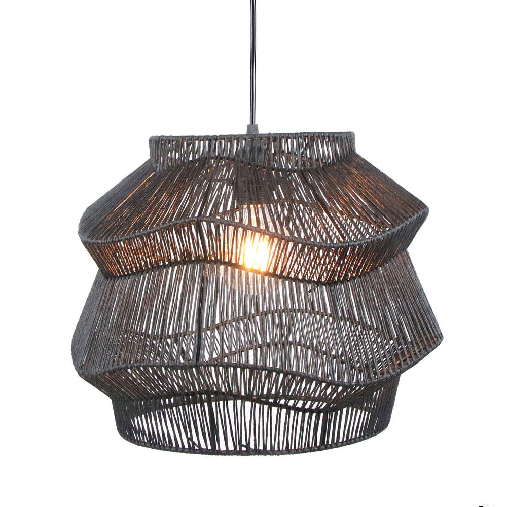 029793-ykAMl-first-_1 Zanzibar B Φωτιστικο Οροφης 36x36x30cm Μεταλλο Μαυρο Σχοινι - Image 1