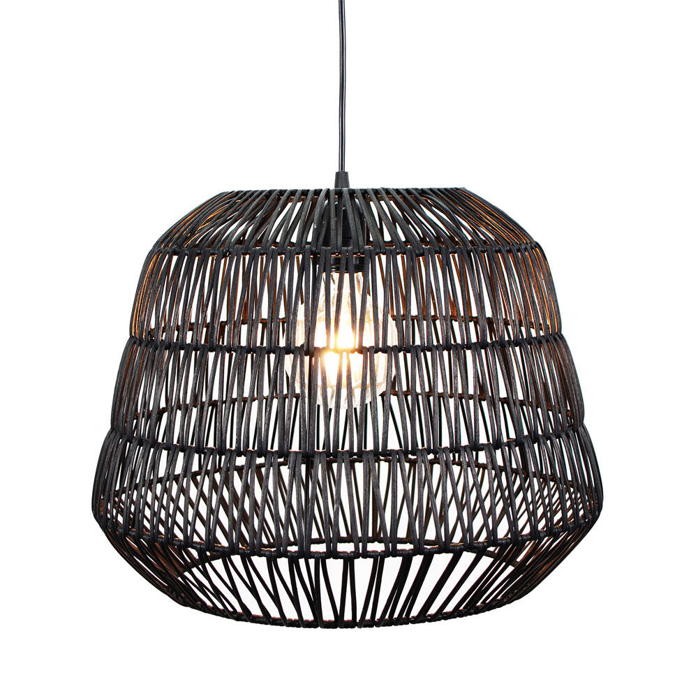 029796-M0Hxl-first-_1 Phucket Φωτιστικο Οροφης 40x40x32cm Μεταλλο Μαυρο Rattan - Image 1