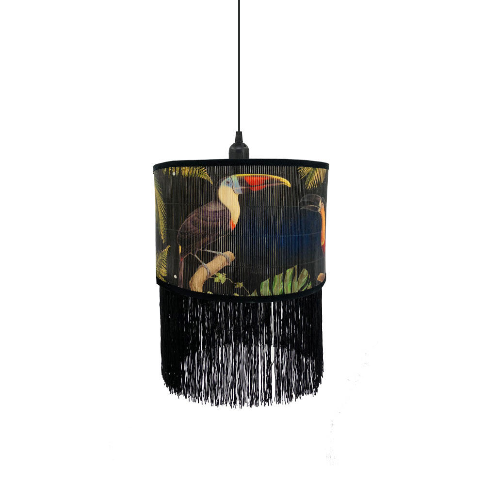 029838-1h3tB-first-_1 Tropical Birds B Φωτιστικο Οροφης 30x30x23cm Bamboo Πολυχρωμο Μαυρο - Image 1