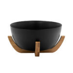 Curve Μπωλ Σερβιρισματος 23x23x13cm Πορσελανη Μαυρο Φυσικο Bamboo - Image 2
