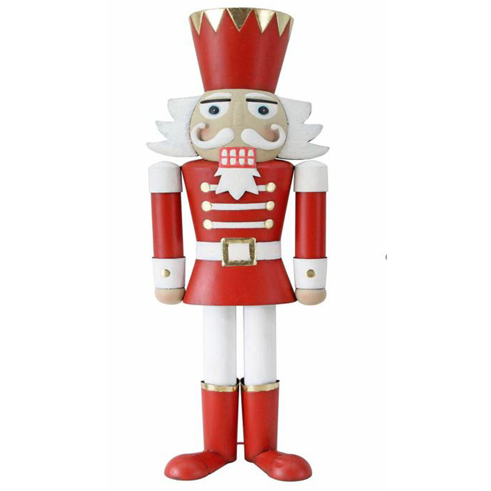 030172-GAfUd-first-_1 Nutcracker Χριστουγεννιατικο Διακοσμητικο Καρυοθραυστης 49x35x150cm Μεταλλο Κοκκινο Λευκο - Image 1