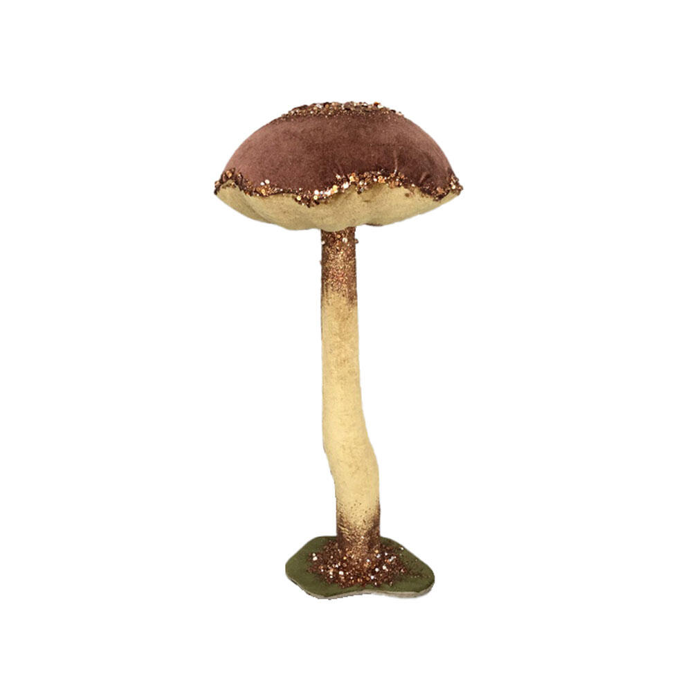 030271-SC07W-first-_1 Agaricus Brocade S Χριστουγεννιατικο Διακοσμητικο Μανιταρι 23x23x51cm Foam Καφε Βελουδο - Image 1