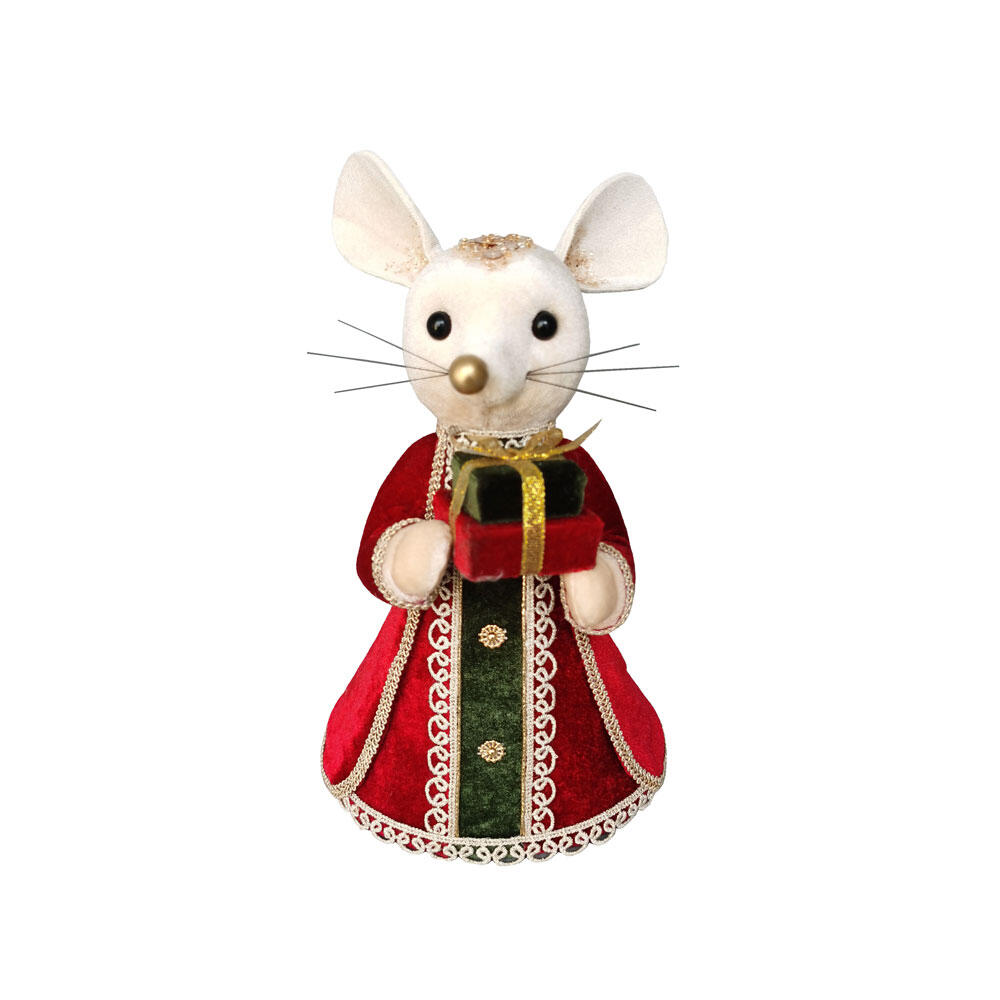 030312-hgU4u-first-_1 Royal Mouse Lady Χριστουγεννιατικο Στολιδι Ποντικι 16x15x26cm Foam Πολυχρωμο Βελουδο - Image 1