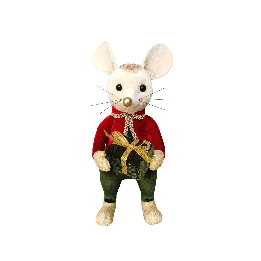 030313-VqdEC-first-_1 Royal Mouse Man Χριστουγεννιατικο Στολιδι Ποντικι 10x14x26cm Foam Πολυχρωμο Βελουδο - Image 1