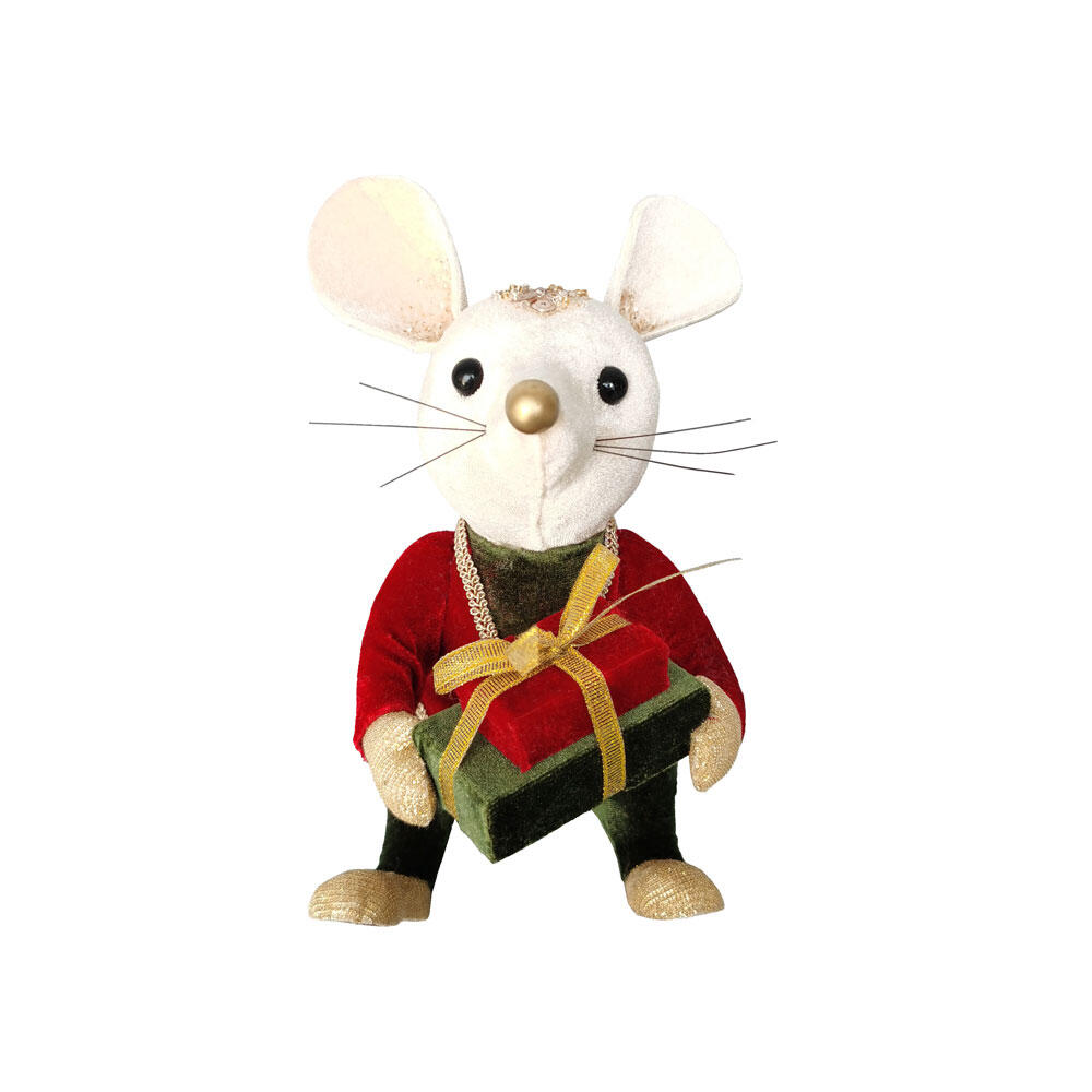030314-zMbDu-first-_1 Royal Mouse Man Χριστουγεννιατικο Στολιδι Ποντικι 13x12x19cm Foam Πολυχρωμο Βελουδο - Image 1