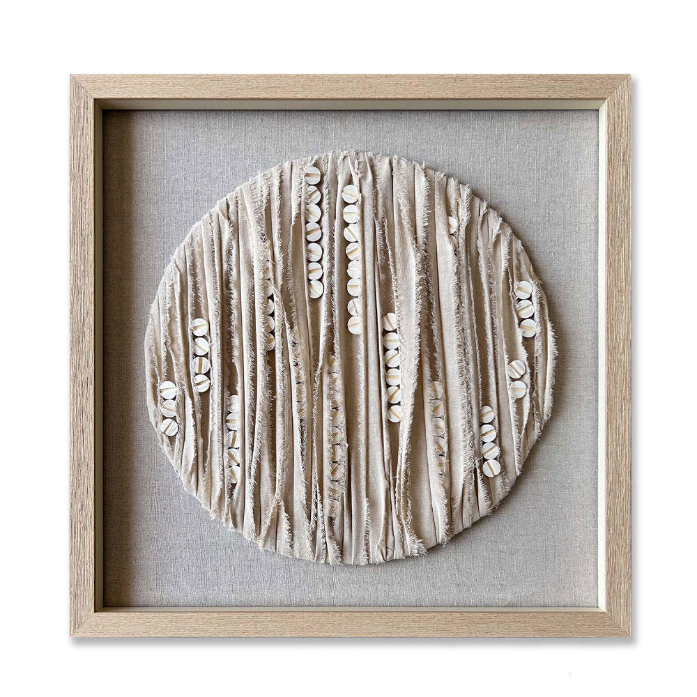030447-v4hrx-first-_1 Pure Nature Πινακας Διακοσμησης 60x60x4cm Υφασμα Μπεζ Γυαλι Φυσικο - Image 1