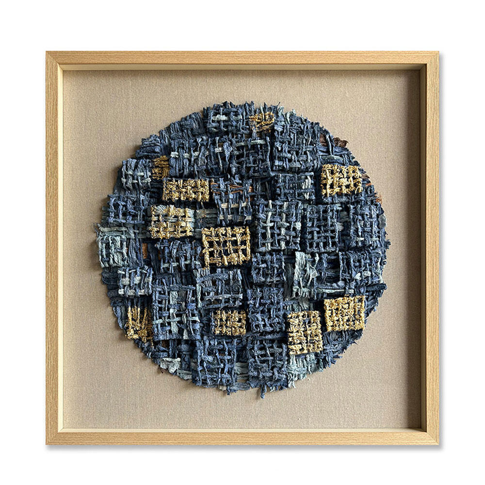 030454-lWWqq-first-_1 Azure World Πινακας Διακοσμησης 80x80x4cm Χαρτι Μπεζ Μπλε Γυαλι Φυσικο - Image 1