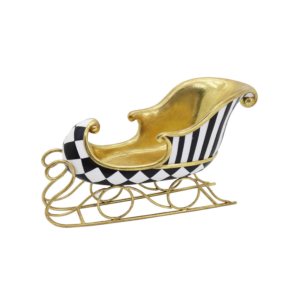 030470-r0nCv-first-_1 Abstract Sleigh Χριστουγεννιατικο Διακοσμητικο Ελκηθρο 37x14x21cm Polyresin Λευκο Μαυρο Χρυσο - Image 1