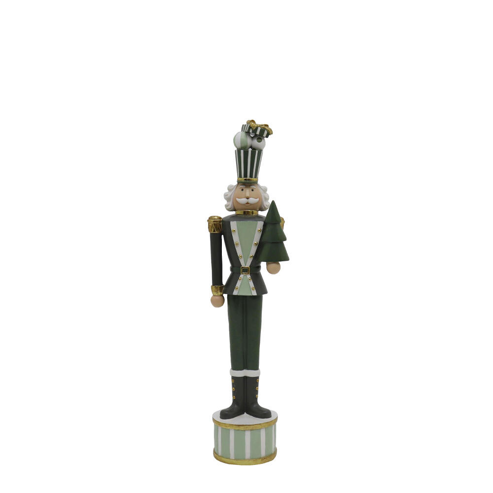 030484-TnT3o-first-_1 Green Soldier S Χριστουγεννιατικο Διακοσμητικο Μολυβενιος Στρατιωτης 9x11x45cm Polyresin Πρασινο Λευκο Χρυσο - Image 1