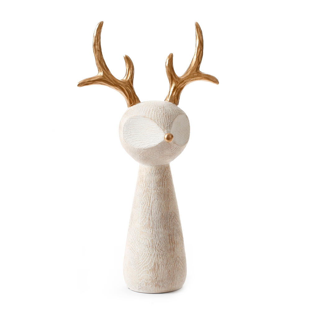 030488-dx67l-first-_1 Cute Deer L Χριστουγεννιατικο Διακοσμητικο Ταρανδος 23x12x41cm Polyresin Μπεζ Χρυσο - Image 1