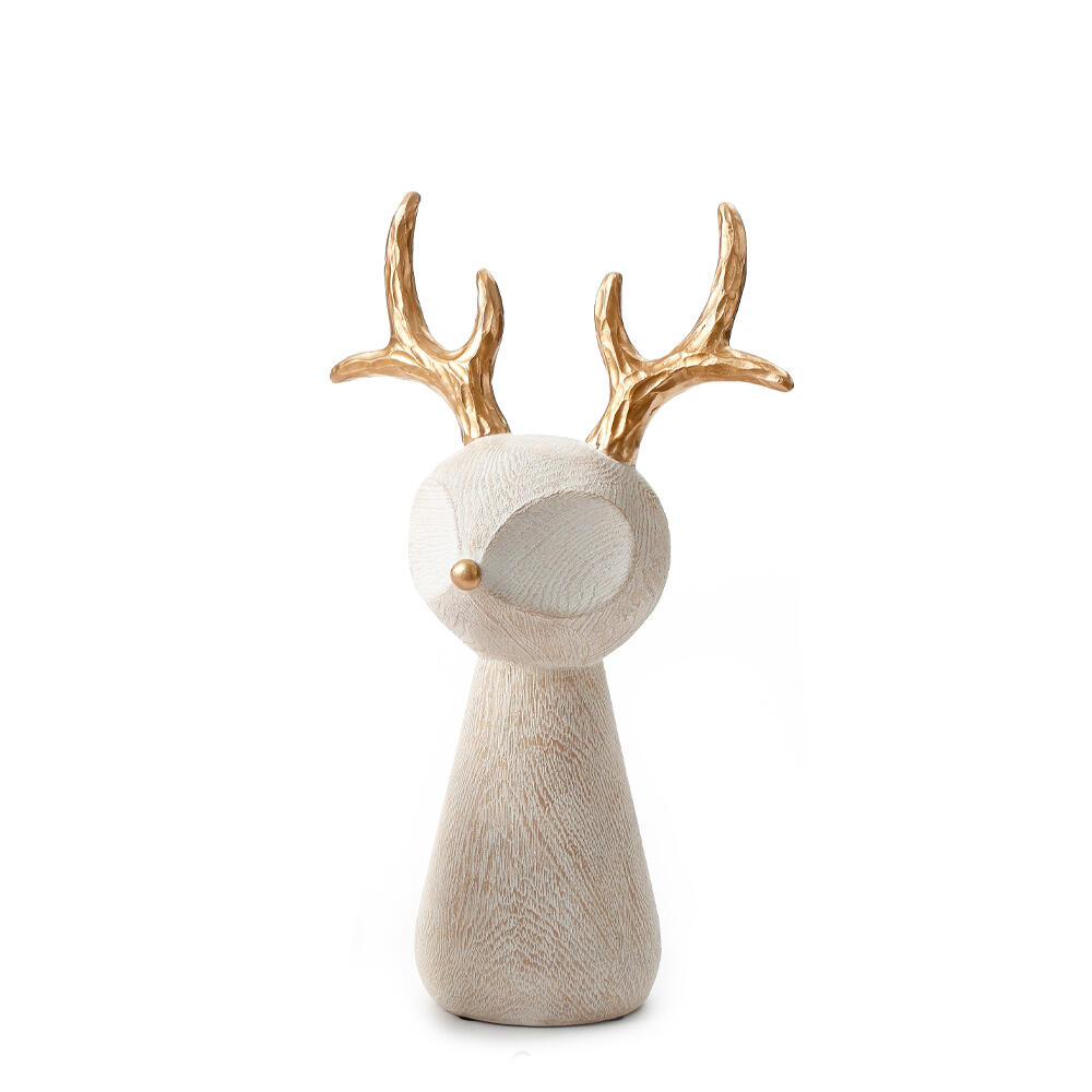 030489-evBbB-first-_1 Cute Deer M Χριστουγεννιατικο Διακοσμητικο Ταρανδος 22x12x34cm Polyresin Μπεζ Χρυσο - Image 1