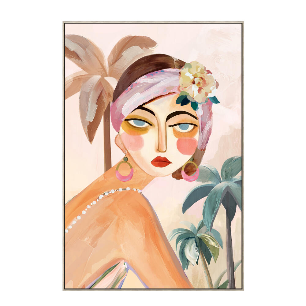 030525-QGo0l-first-_1 Tropical Lady Πινακας Διακοσμησης 60x90x5cm Καμβας Πολυχρωμο Ξυλο Φυσικο - Image 1
