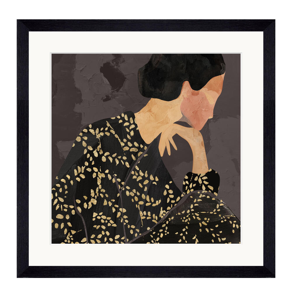 030534-bi4D9-first-_1 Lady In Portrait Πινακας Διακοσμησης 43x43x4cm Γυαλι Πολυχρωμο Ξυλο Μαυρο - Image 1