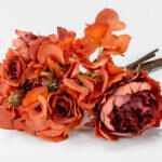 Peony Λουλουδι Τεχνητο Μπουκετο 30cm Υφασμα Σομον Μπορντω Πρασινο Pvc - Image 2