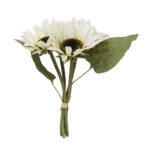 Sunflower Λουλουδι Τεχνητο Μπουκετο 31cm Υφασμα Μπεζ Πρασινο Pvc