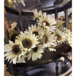 Sunflower Λουλουδι Τεχνητο Μπουκετο 31cm Υφασμα Μπεζ Πρασινο Pvc - Image 2