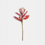 Magnolia Λουλουδι Τεχνητο 58cm Υφασμα Μπορντω Χρυσο Pvc