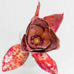 Magnolia Λουλουδι Τεχνητο 58cm Υφασμα Μπορντω Χρυσο Pvc - Image 3