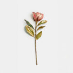 Magnolia Λουλουδι Τεχνητο 58cm Υφασμα Μπορντω Χρυσο Πρασινο Pvc