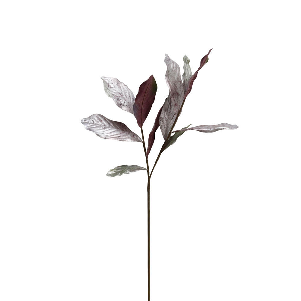 030780-kPVWT-first-_1 Magnolia Leaves Κλαδι Τεχνητο 78cm Υφασμα Ασημι Μπορντω Pvc - Image 1
