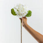 Hydrangea Λουλουδι Τεχνητο 67cm Polyester Λευκο Πρασινο - Image 2