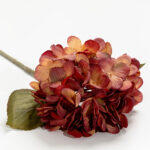 Hydrangea Λουλουδι Τεχνητο 67cm Polyester Μπορντω Κιτρινο Πρασινο - Image 3