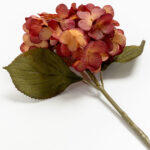 Hydrangea Λουλουδι Τεχνητο 67cm Polyester Μπορντω Κιτρινο Πρασινο - Image 4
