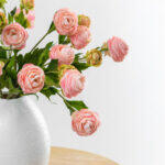 Ranunculus Λουλουδι Τεχνητο 42cm Polyester Σομον Πρασινο - Image 2