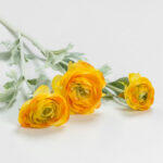 Ranunculus Λουλουδι Τεχνητο 51cm Polyester Κιτρινο Πρασινο - Image 3