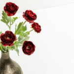 Ranunculus Λουλουδι Τεχνητο 51cm Polyester Μπορντω Πρασινο - Image 2
