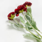 Ranunculus Λουλουδι Τεχνητο 51cm Polyester Μπορντω Πρασινο - Image 3