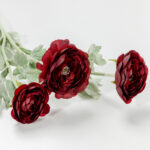 Ranunculus Λουλουδι Τεχνητο 51cm Polyester Μπορντω Πρασινο - Image 4