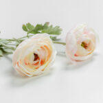 Ranunculus Λουλουδι Τεχνητο 58cm Polyester Ροζ Λευκο Πρασινο - Image 3