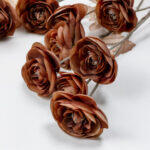 Ranunculus Λουλουδι Τεχνητο 81cm Polyester Καφε Μπεζ - Image 3