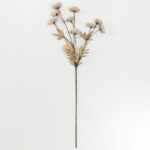 Ranunculus Λουλουδι Τεχνητο 81cm Polyester Λευκο Μπεζ