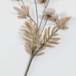 Ranunculus Λουλουδι Τεχνητο 81cm Polyester Λευκο Μπεζ - Image 4