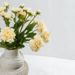 Zinnia Λουλουδι Τεχνητο 62cm Polyester Μπεζ Πρασινο - Image 2